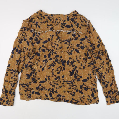 Damart Women's Brown Floral Long Sleeve Button-Up Shirt
