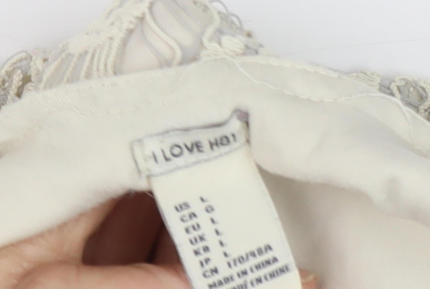 I Love H81 Women's Ivory Halter Lace Dress L