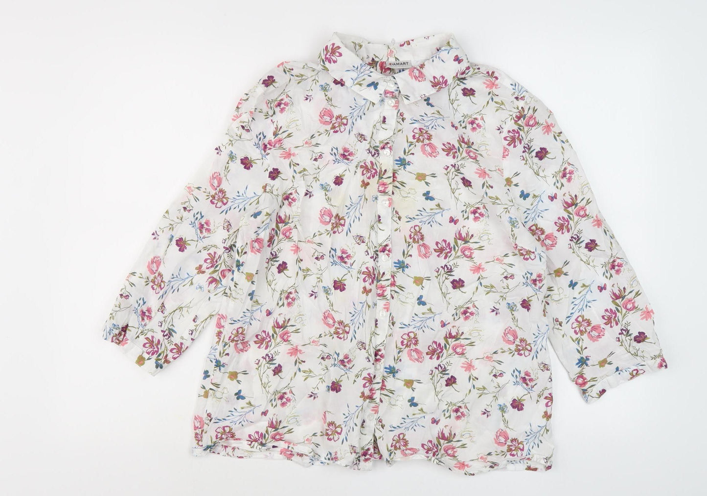 Damart Women's Floral Cotton Blouse, Size 14