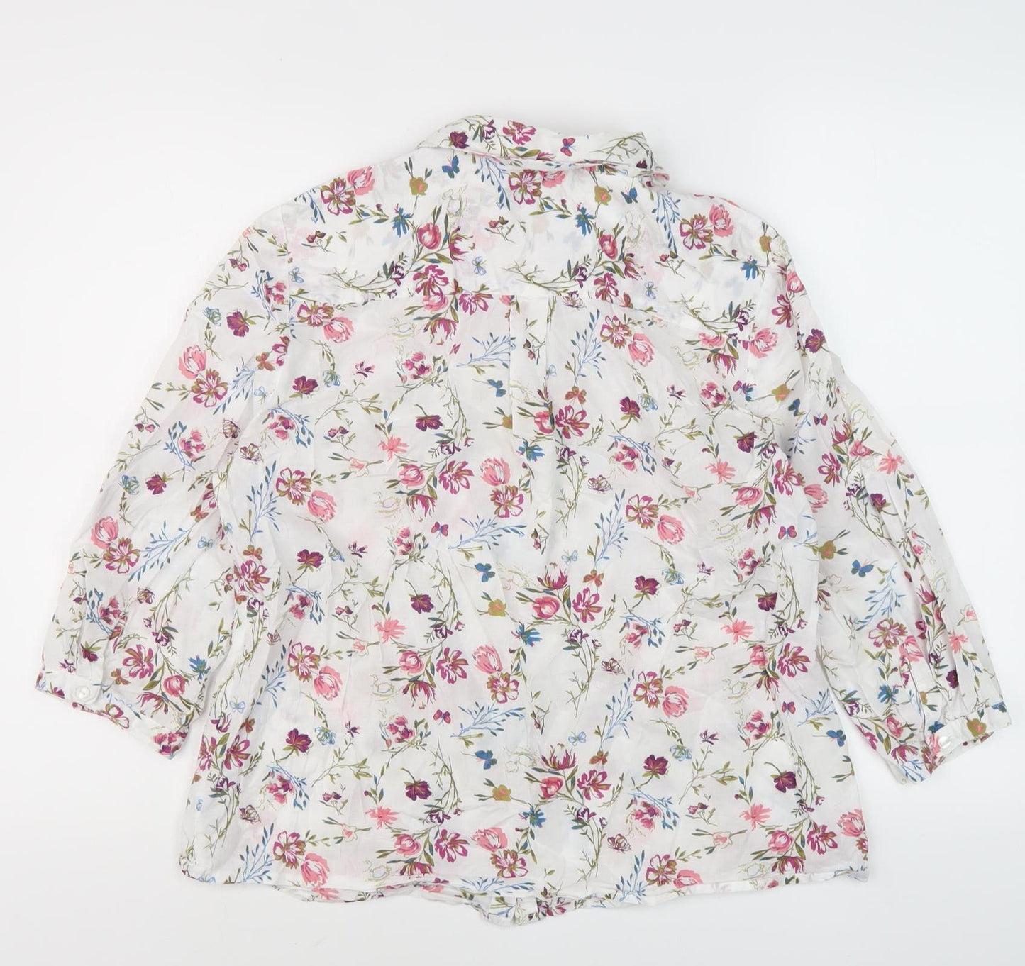 Damart Women's Floral Cotton Blouse, Size 14