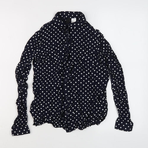 DIVIDED Women's Black Polka Dot Button-Up Shirt Size 4