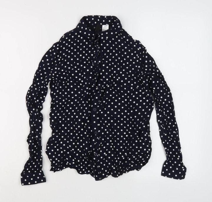 DIVIDED Women's Black Polka Dot Button-Up Shirt Size 4
