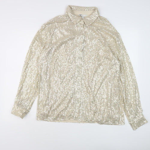 Friends Like These Women's Gold Sequin Blouse UK 16