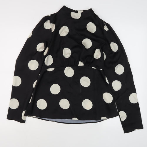 New Look Women's Black High Neck Polka Dot Blouse