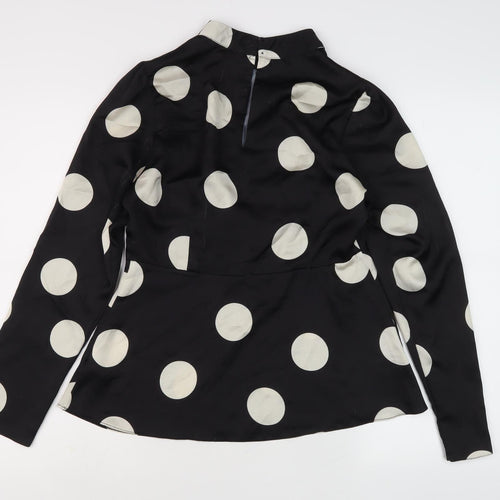 New Look Women's Black High Neck Polka Dot Blouse