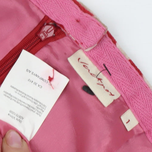 Red Floral Women's Knee Length Pencil Skirt Size 10