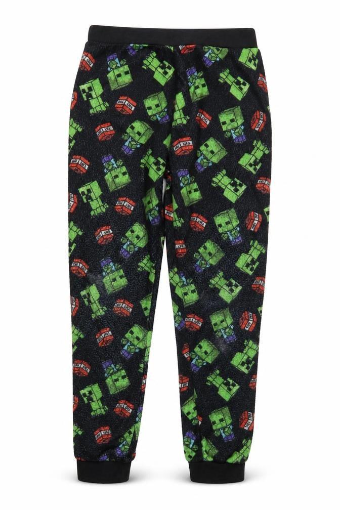 Front view of Tu boys’ black minecraft lounge pants 9-10 years fleece