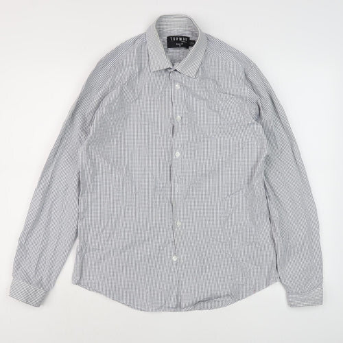 Topman Men's White Check Slim Fit Shirt, Size M
