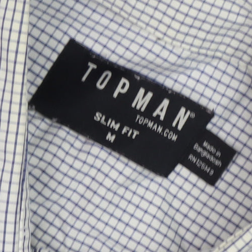 Topman Men's White Check Slim Fit Shirt, Size M