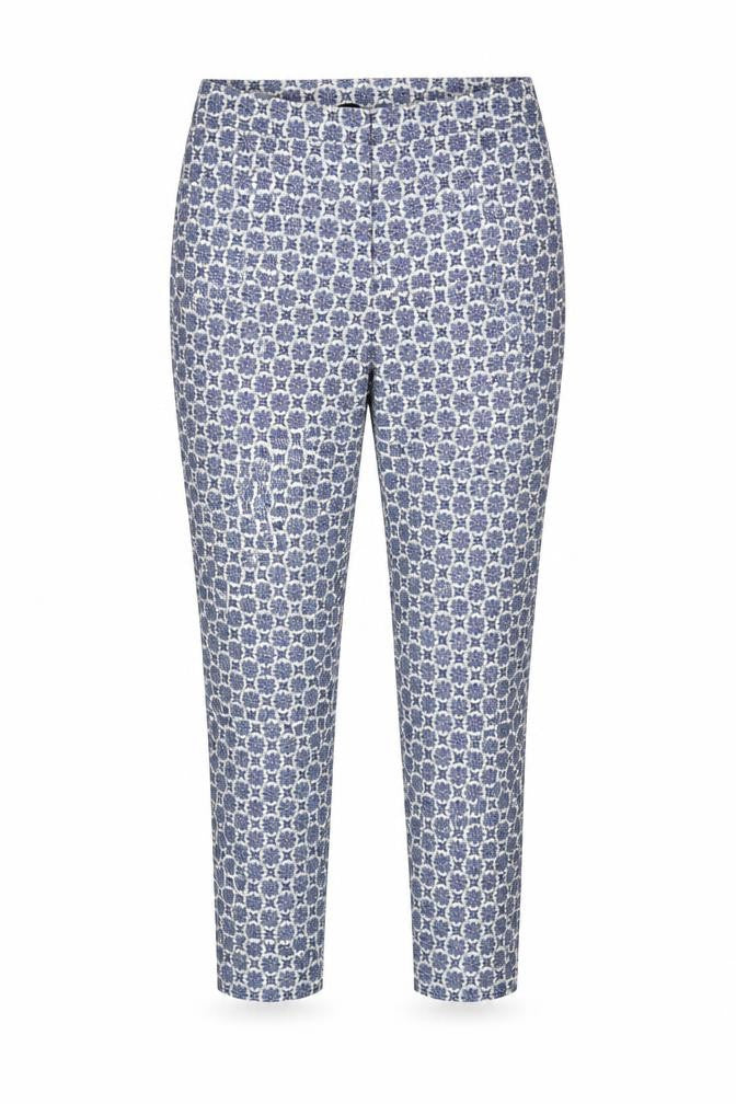 Front view of New Look Women's Blue Floral Cropped Trousers, size 8