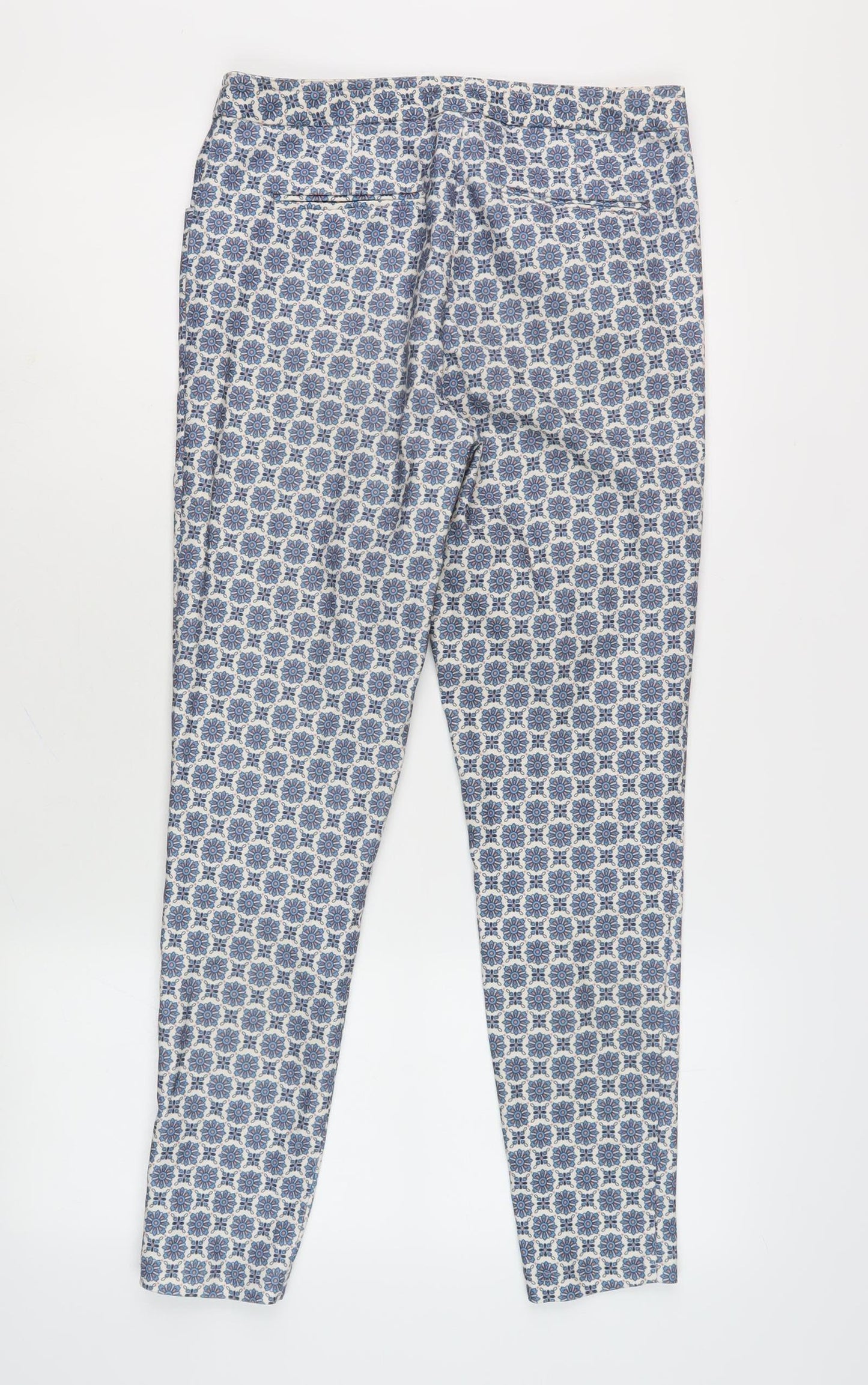 New Look Women's Blue Floral Cropped Trousers Size 8