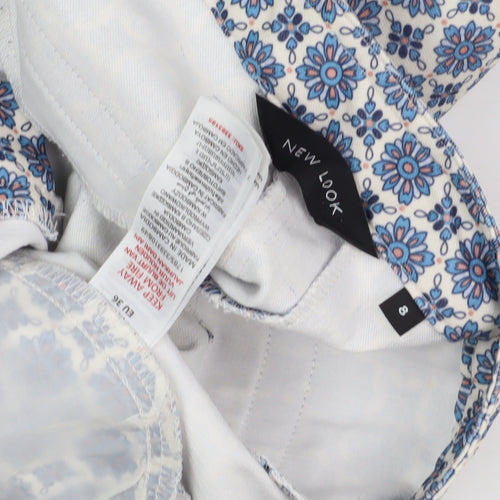 New Look Women's Blue Floral Cropped Trousers Size 8