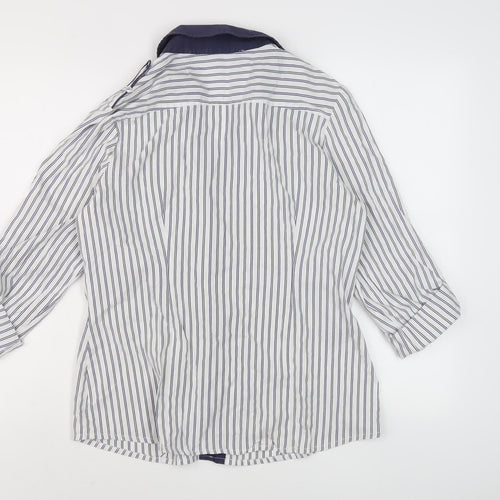 Next Women's White Striped Button-Up Shirt Size 14