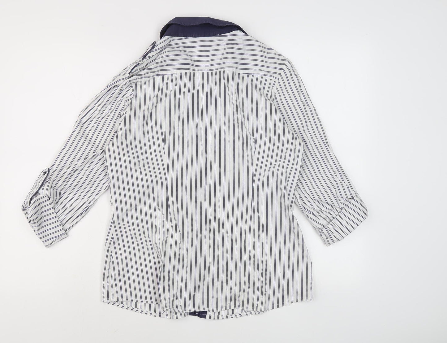 Next Women's White Striped Button-Up Shirt Size 14