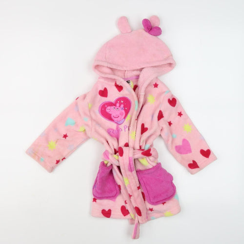 Peppa Pig Girls Pink Fleece Robe, 1/2 Years, Hooded Graphic Print