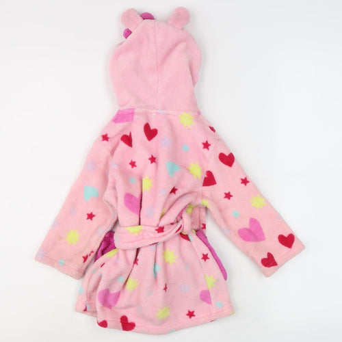 Peppa Pig Girls Pink Fleece Robe, 1/2 Years, Hooded Graphic Print