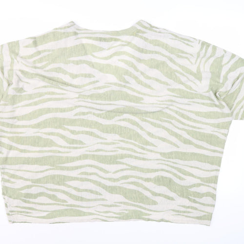 Monsoon Women's Green Cropped T-Shirt, XL, Casual