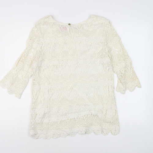 Joules Women Ivory Lace Blouse Size 16 - Elegant Casual Wear