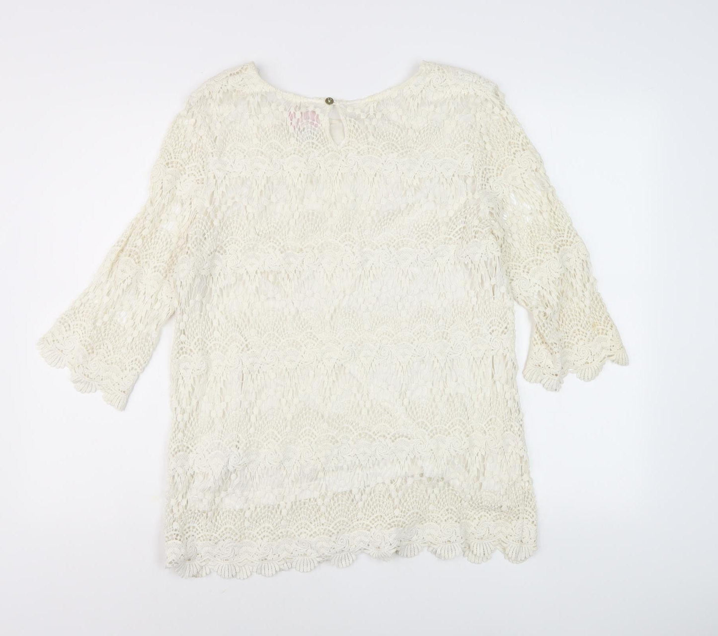 Joules Women Ivory Lace Blouse Size 16 - Elegant Casual Wear
