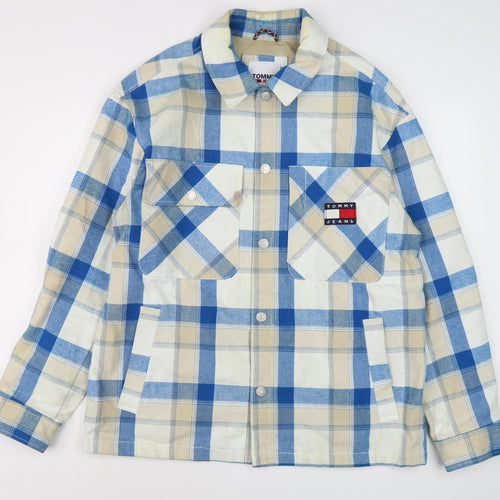 Tommy Jeans Men's Blue Plaid Casual Jacket, Size L