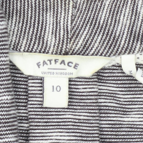Fatface Women Grey Striped Cardigan - Size 10