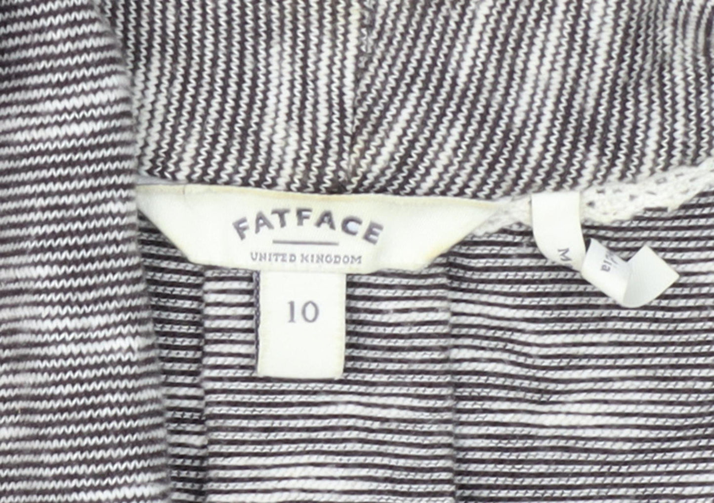 Fatface Women Grey Striped Cardigan - Size 10