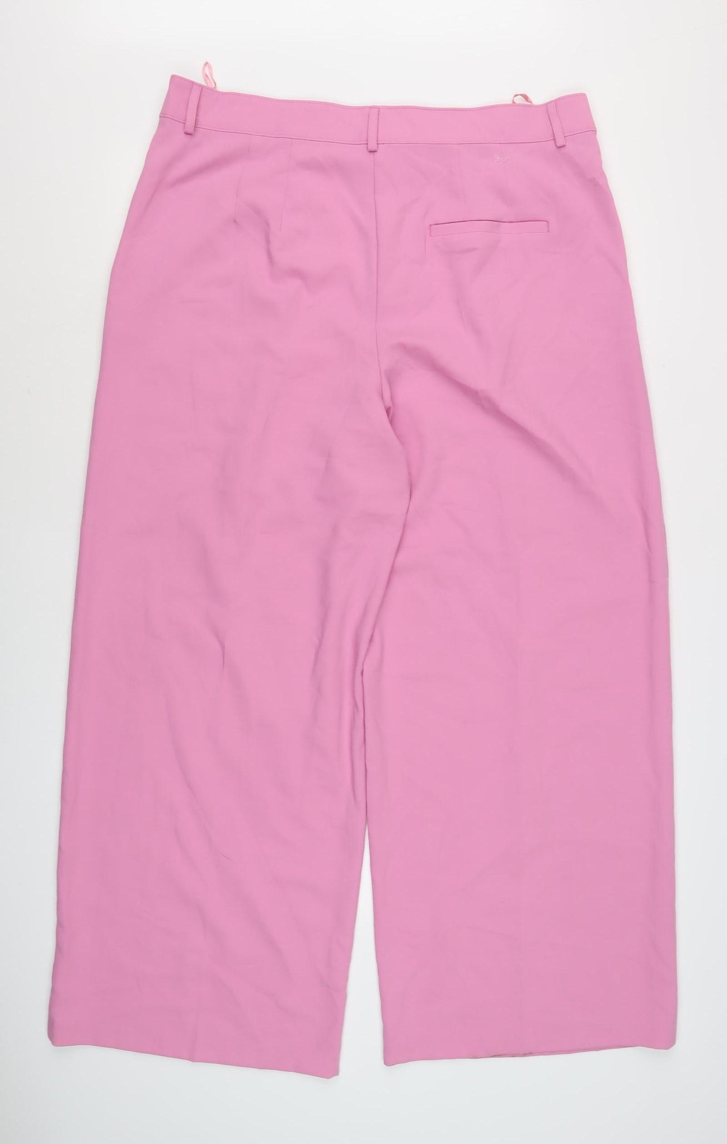 Marks and Spencer Women's Pink Wide-Leg Trousers Size 18