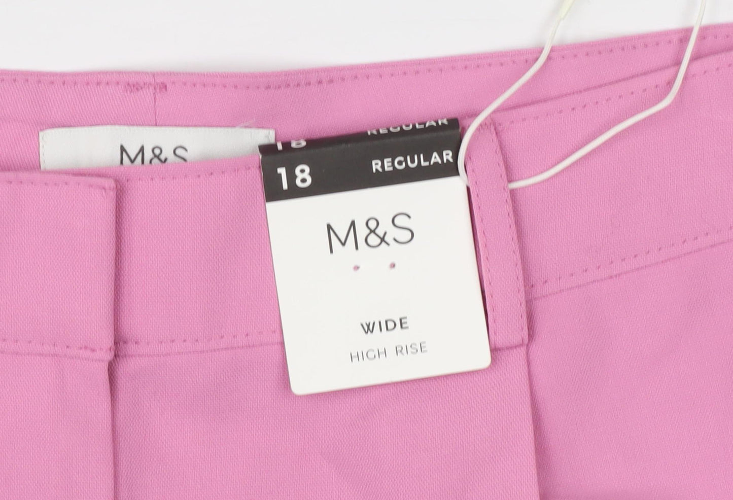 Marks and Spencer Women's Pink Wide-Leg Trousers Size 18