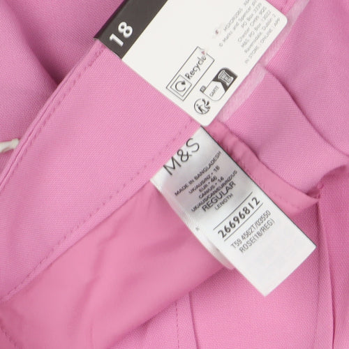 Marks and Spencer Women's Pink Wide-Leg Trousers Size 18