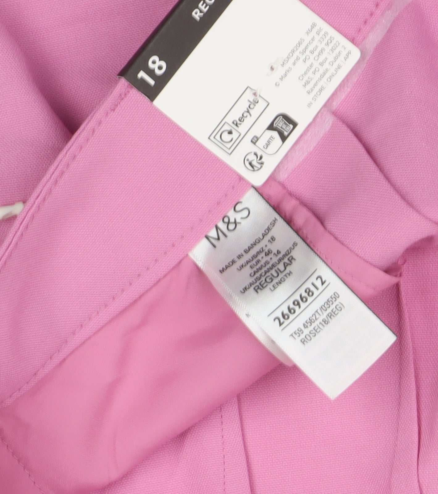 Marks and Spencer Women's Pink Wide-Leg Trousers Size 18