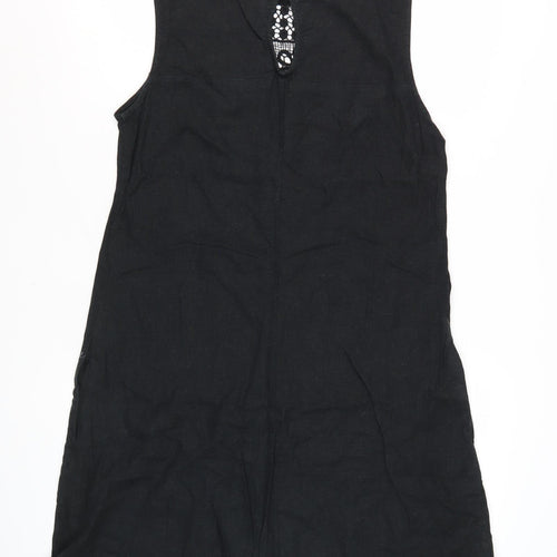 Next Women's Black Sleeveless Cotton Blend Shift Dress