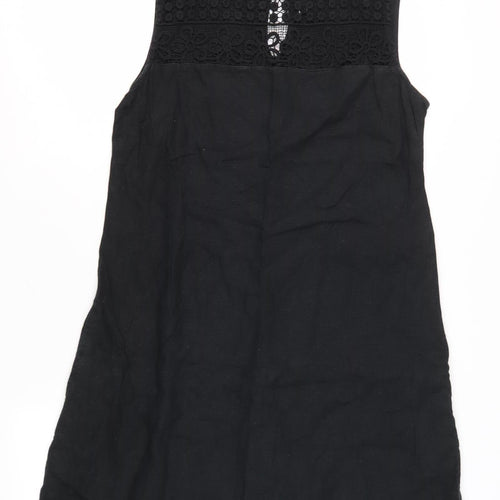 Next Women's Black Sleeveless Cotton Blend Shift Dress