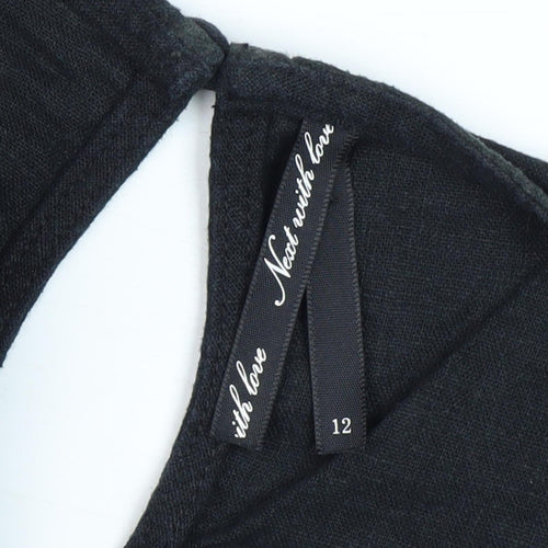 Next Women's Black Sleeveless Cotton Blend Shift Dress