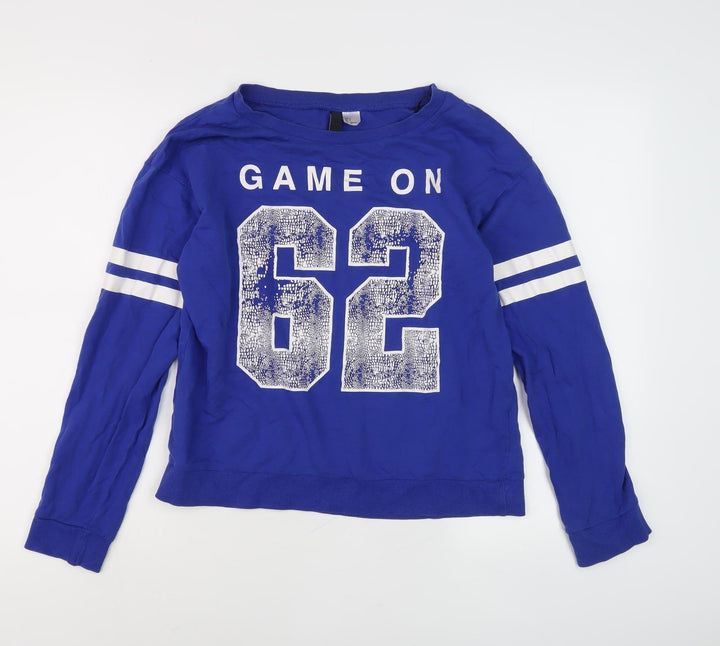 H&M Women's Blue Long Sleeve T-Shirt, Size S