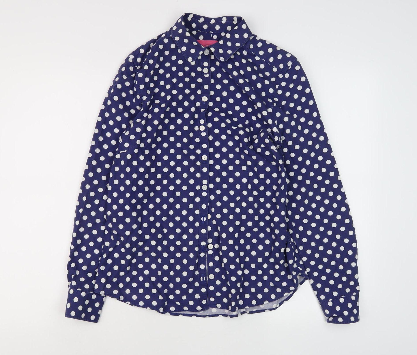Charles Tyrwhitt Women's Blue Polka Dot Button-Up Shirt, Size 12