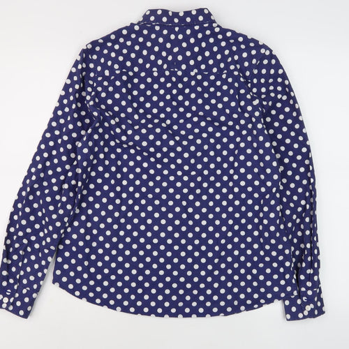 Charles Tyrwhitt Women's Blue Polka Dot Button-Up Shirt, Size 12