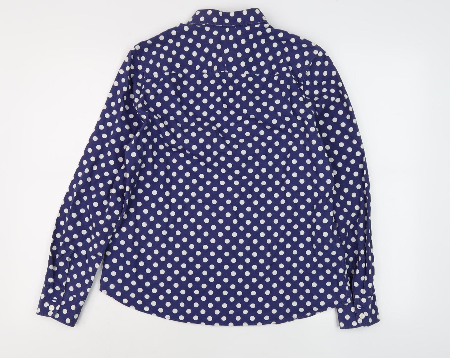 Charles Tyrwhitt Women's Blue Polka Dot Button-Up Shirt, Size 12