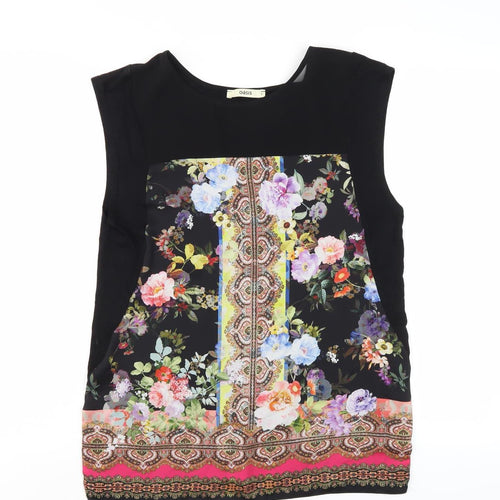 Oasis Women's Black Floral Tunic Blouse, Size S
