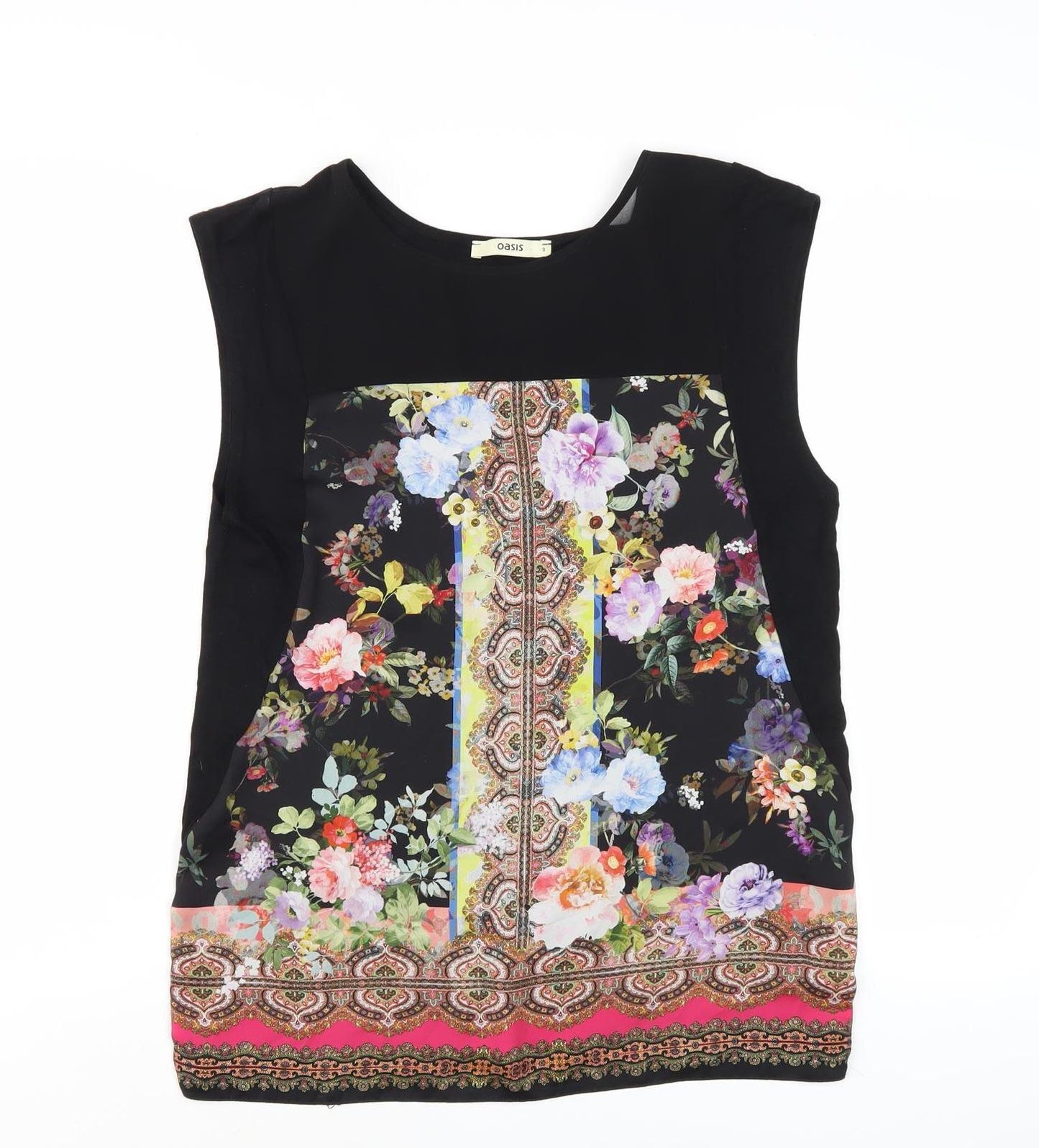 Oasis Women's Black Floral Tunic Blouse, Size S