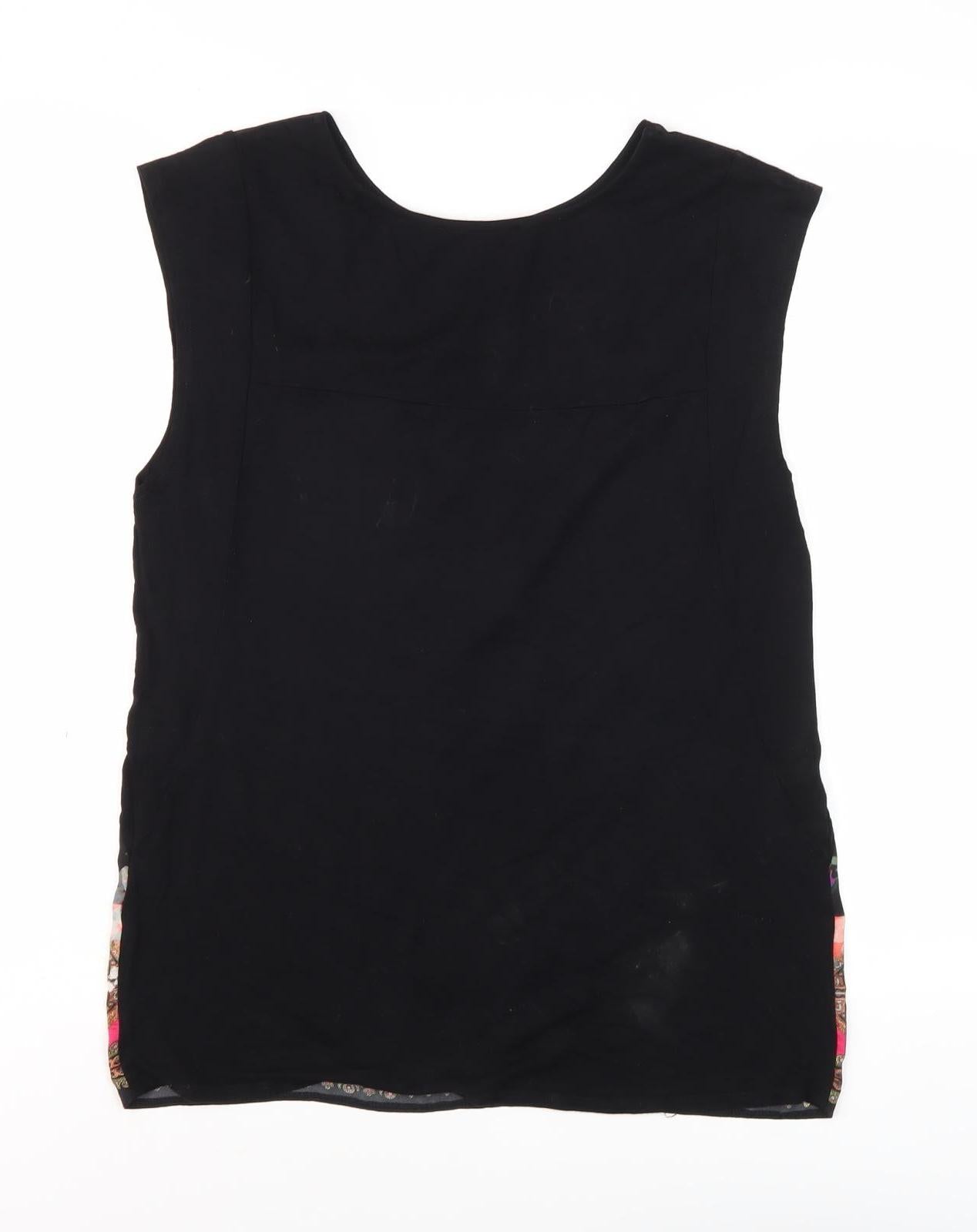 Oasis Women's Black Floral Tunic Blouse, Size S