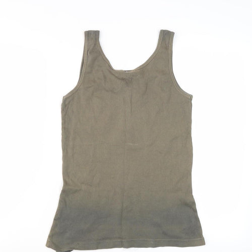 Roxy Green Women's Tank Top M Scoop Neck Tie Accent