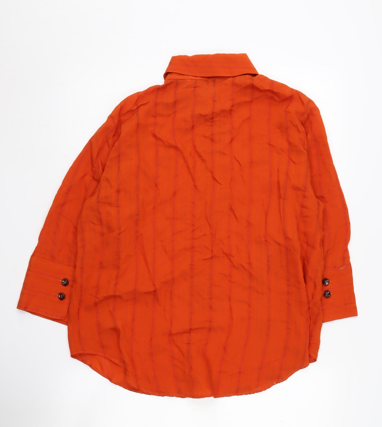 Zara Womens Orange Button-Up Collared Shirt Size 12