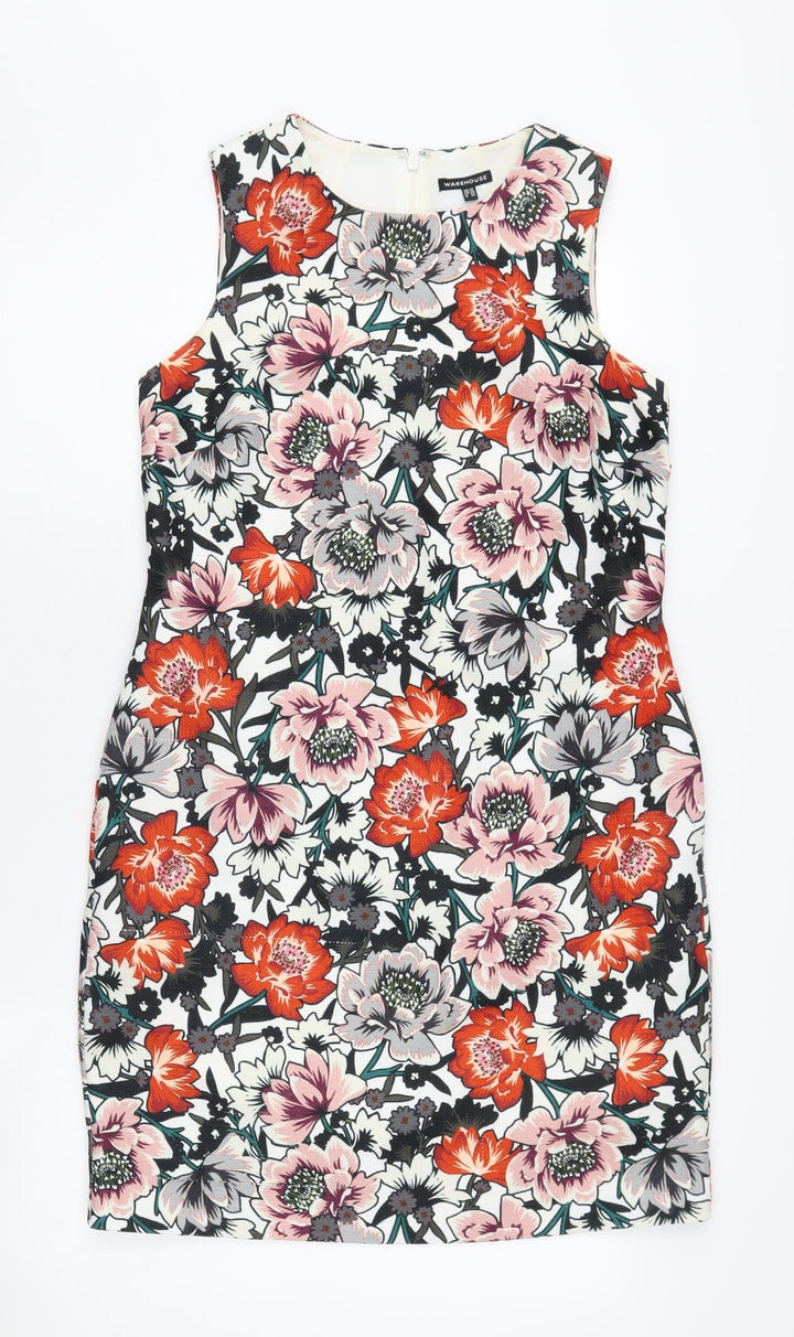 Warehouse Women's Floral Pencil Dress Size 10 Multicoloured