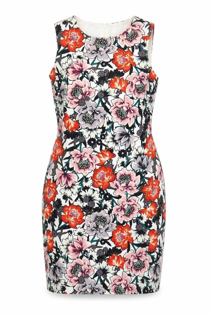 Front view of Warehouse Women's Floral Pencil Dress, size 10, Multicoloured