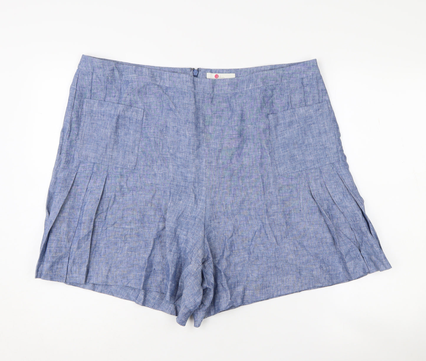 Boden Women's Plus Size Blue Linen Shorts, UK 20