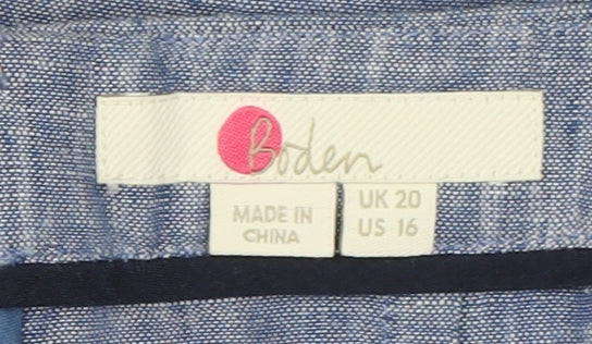 Boden Women's Plus Size Blue Linen Shorts, UK 20