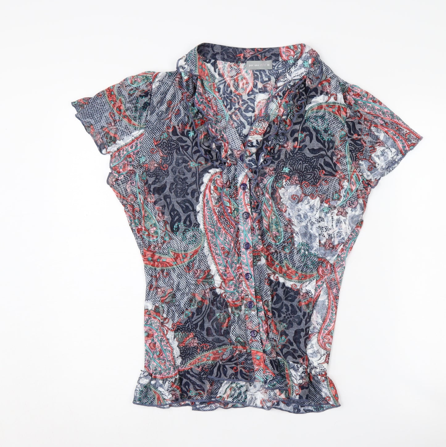 Per Una Women's Multicoloured Paisley Blouse Size 16