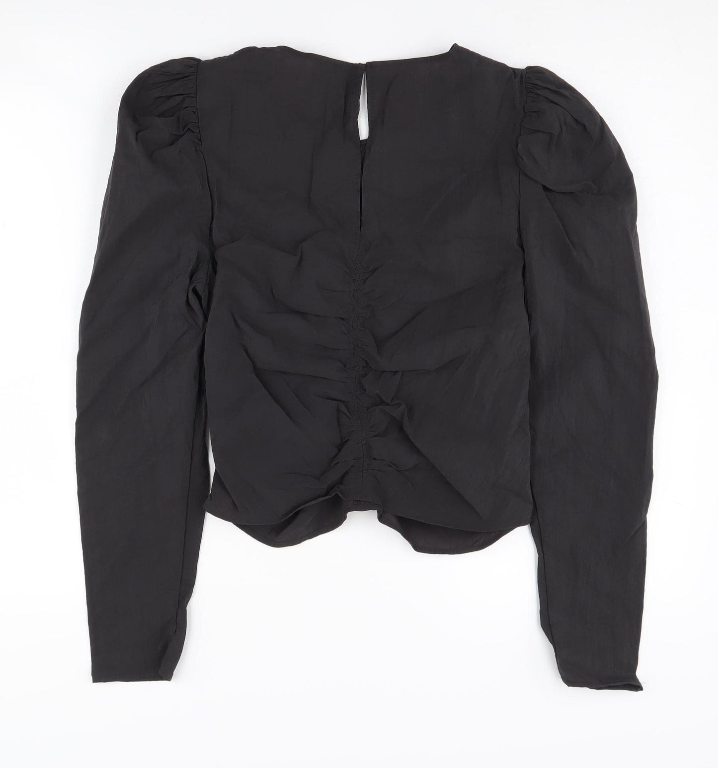 H&M Women's Black Solid Long Sleeve Blouse UK 10