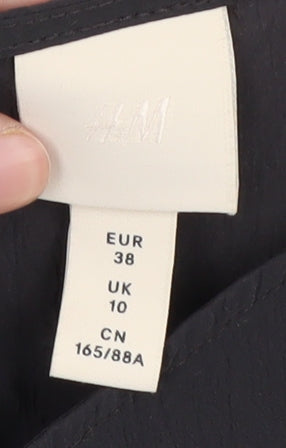 H&M Women's Black Solid Long Sleeve Blouse UK 10