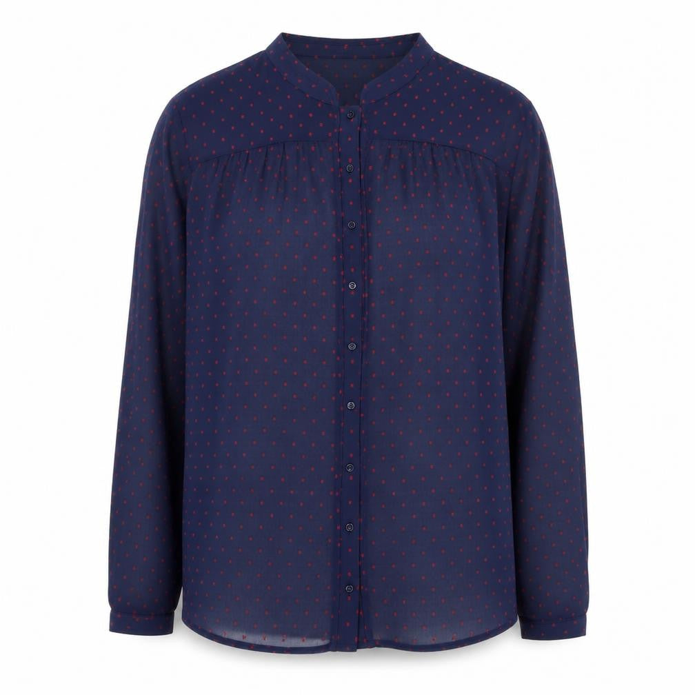 Zara Basic Women's Blue Polka Dot Button-Up Shirt - Size L